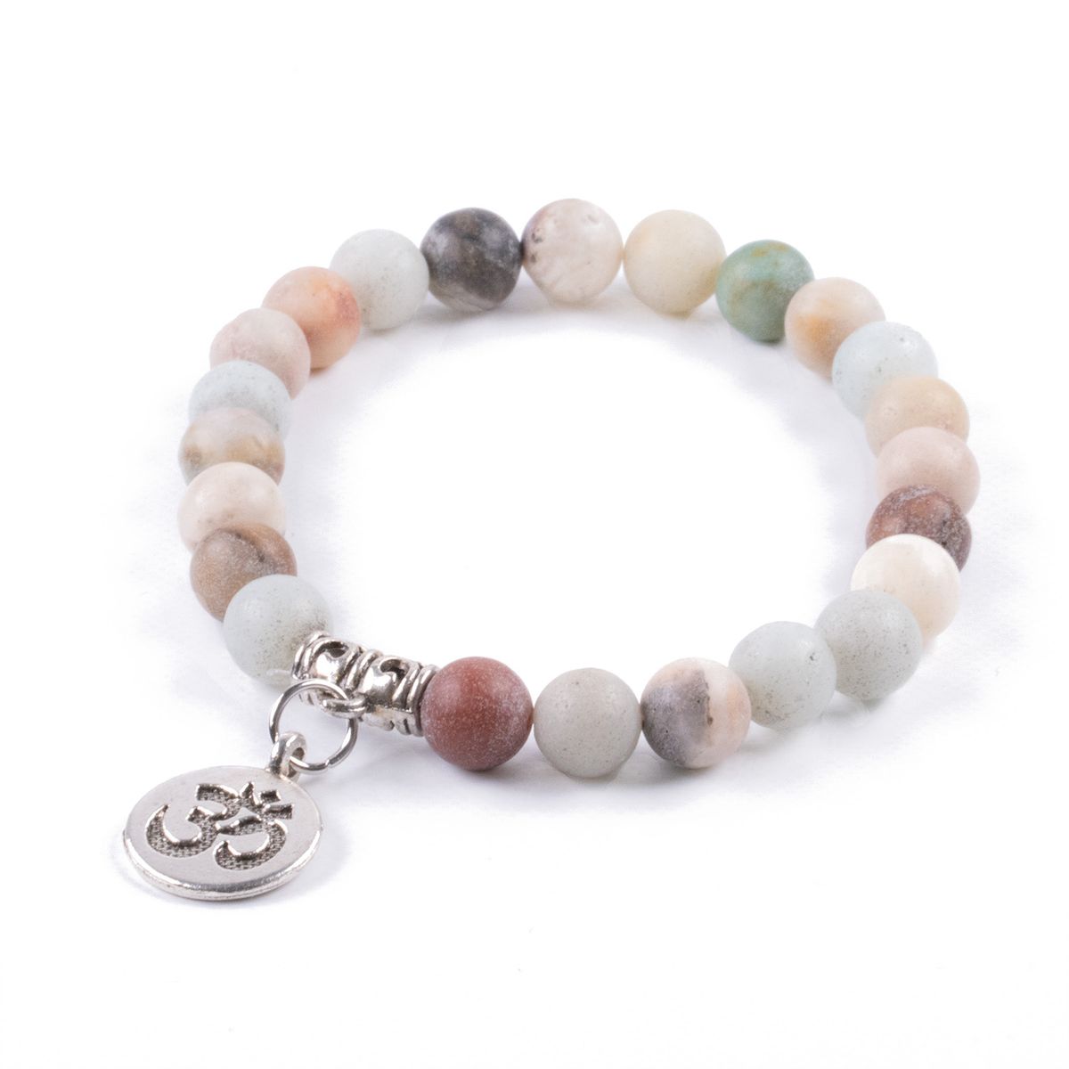 TRIBALLE - Pulsera Yoga Con Colgante Om Y Piedra Amazonita Natural