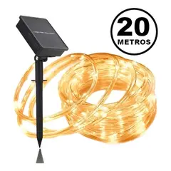 GENERICO - Manguera Led Solar 200 Led 20 Metros Luz Calida Navidad