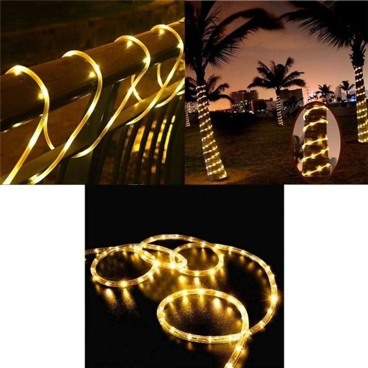 GENERICO - Manguera Led Solar 200 Led 20 Metros Luz Calida Navidad