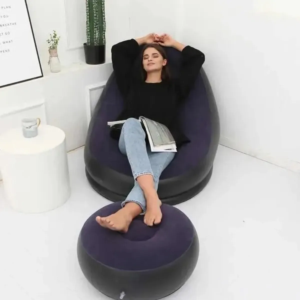 MOVI - Sofa Inflable + Puff - Tu momento de descanso más cómodo y portátil