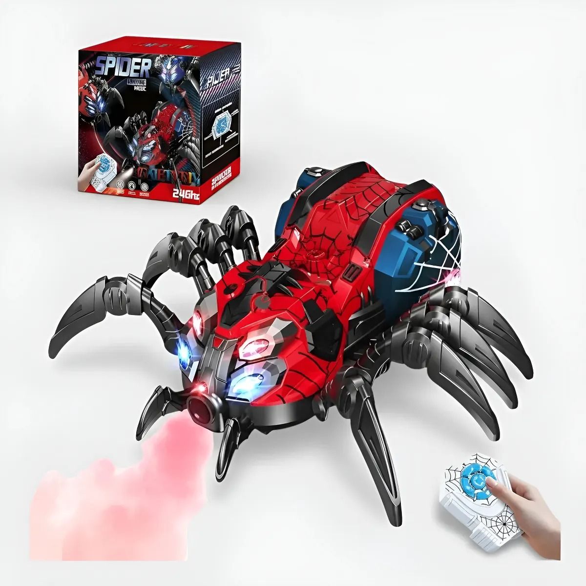 SPIDER MAN - Araña Controlada Distancia Con Luces Led Sonido y Vapor