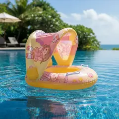 DEFENSOR FOREVER - Flotador Para Piscina Con Techo Para Bebe Niños Amarillo