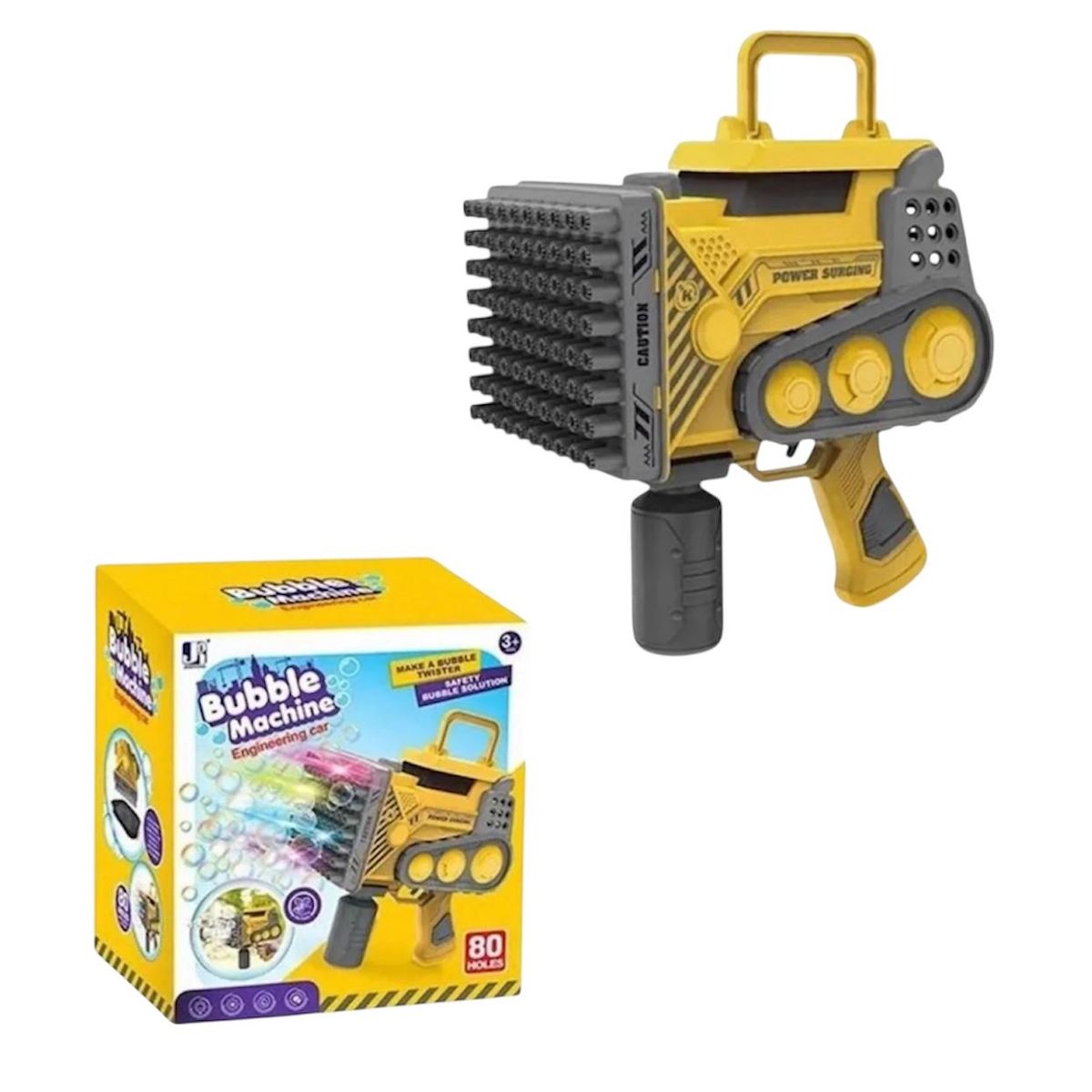 GENERICO - Pistola De Burbujas 80 Orificios Recargable Con Luz Juguete