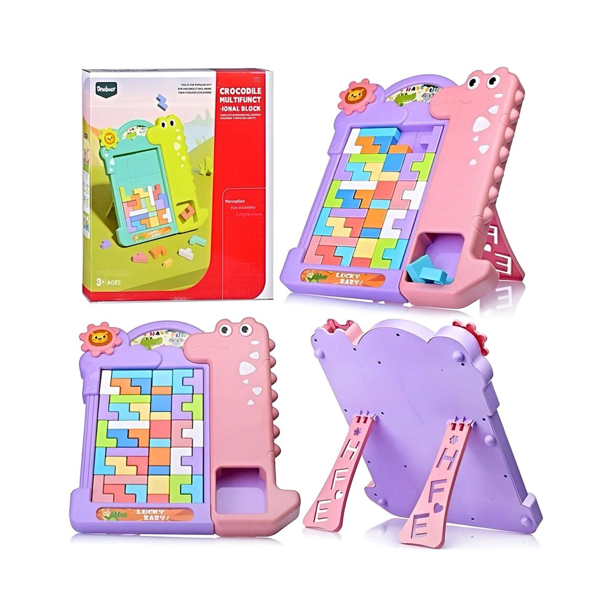 GENERICO - Tetris Montessori para Niños Bloques de Lógica 3D rosa