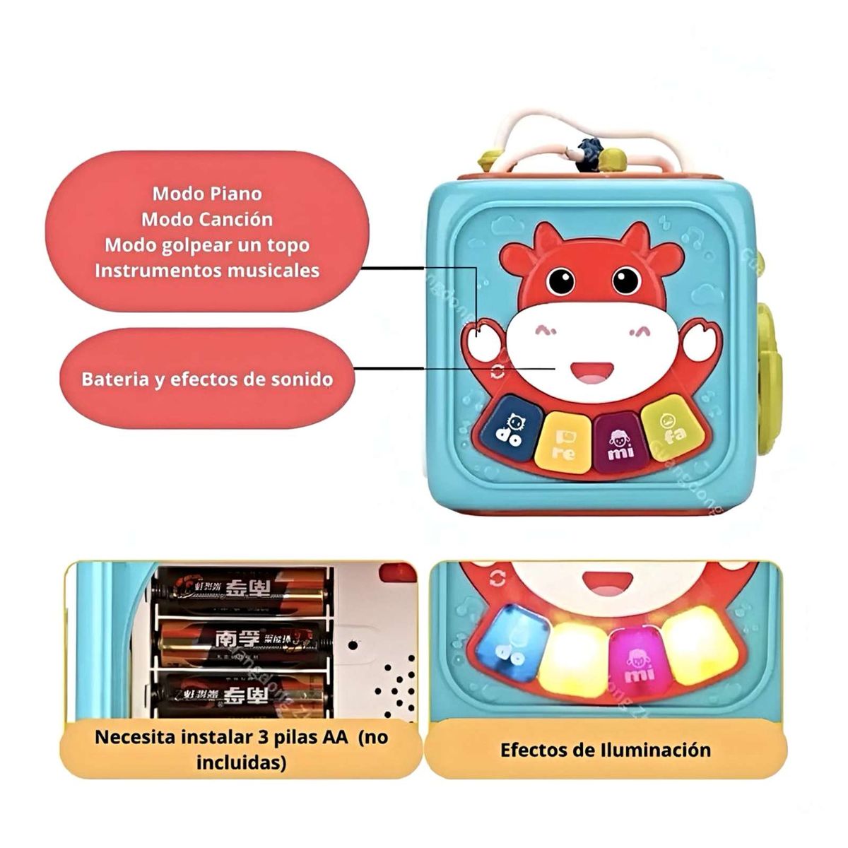 GENERICO - Juguete Cubo Multifunción 6 en 1 con Luces y Sonidos