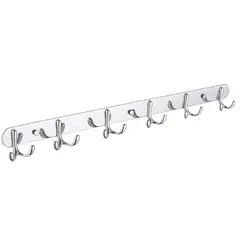 GENERICO - Perchero Pared 6 Ganchos Doble Acero Inoxidable Plateado