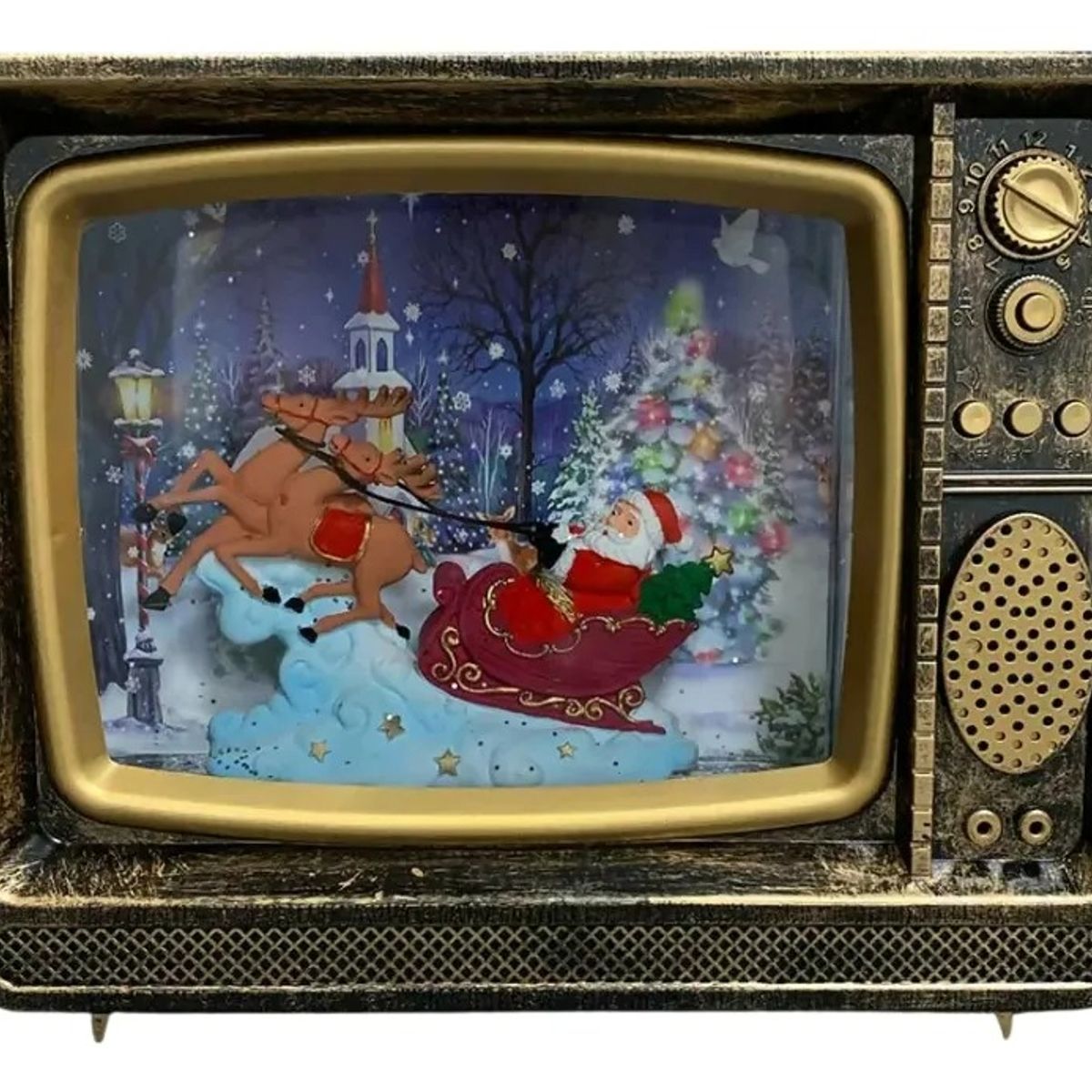 MOVI - Televisión Vintage con Música y Luz LED Navideña