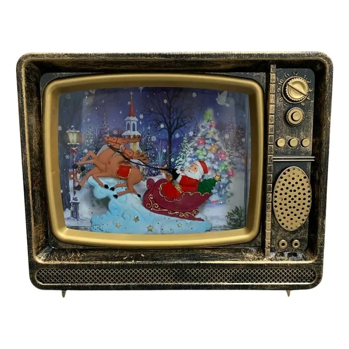 MOVI - Televisión Vintage con Música y Luz LED Navideña