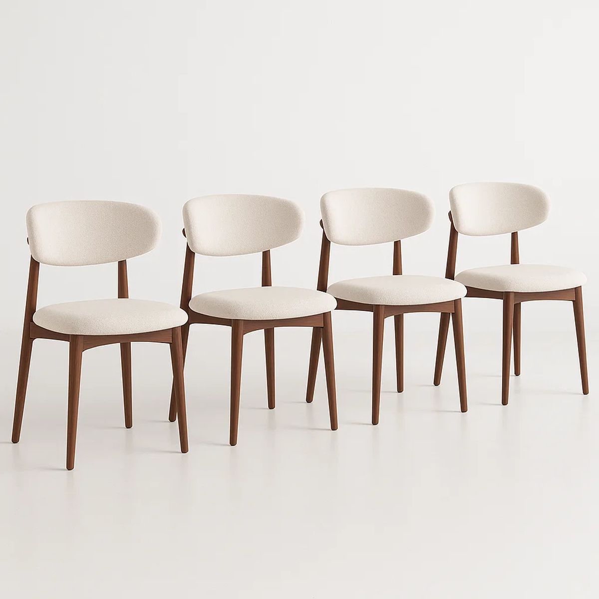 KLIK - Pack de 4 Sillas Bear de Tela con Patas Metálicas Madera - Crema