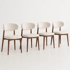 KLIK - Pack de 4 Sillas Bear de Tela con Patas Metálicas Madera - Crema