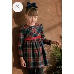 MAYORAL - Vestido lazo terciopelo diseño escocés niña