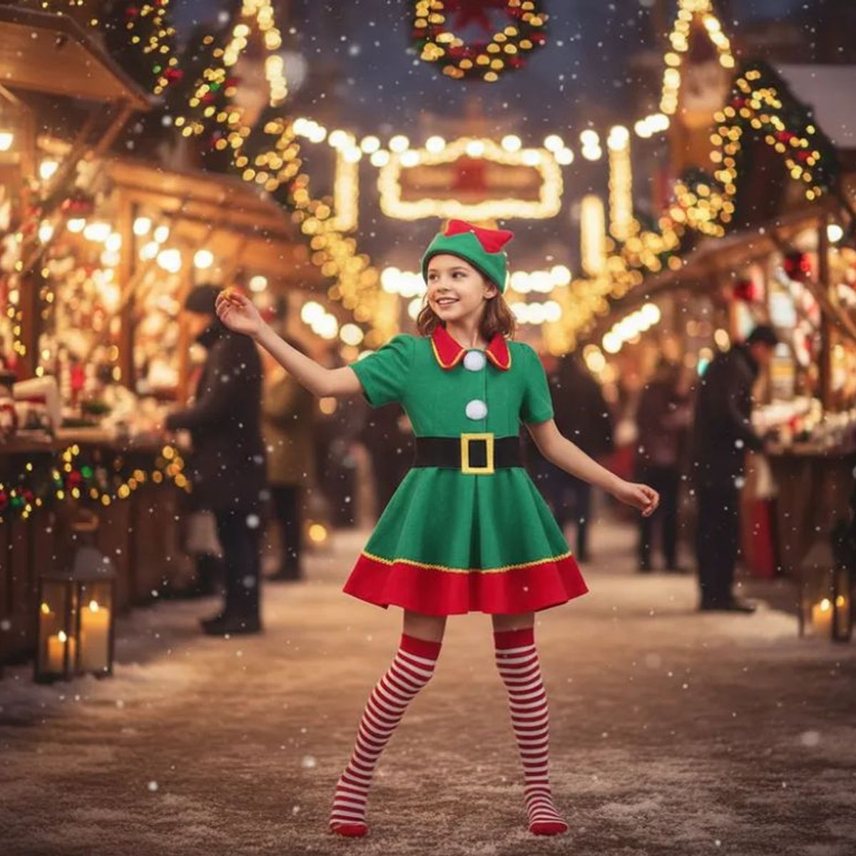 GENERICO - Disfraz de Elfo Navideños Niñas 7-9 años