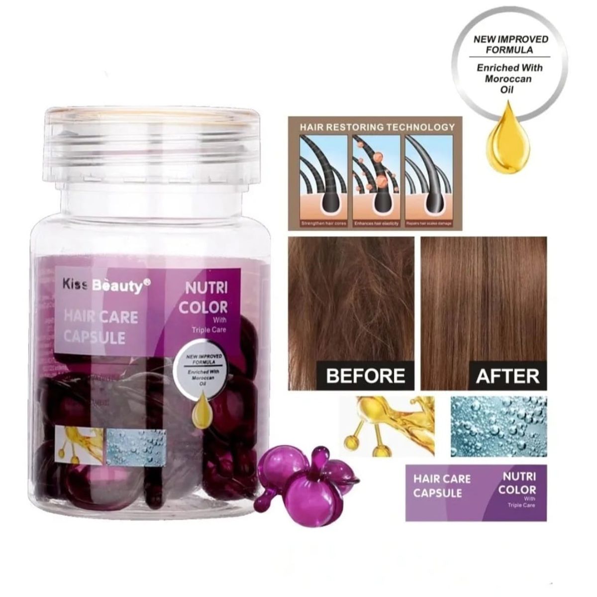 GENERICO - Aceite Marroqui Cabello Teñido Vibrante y  Reparado