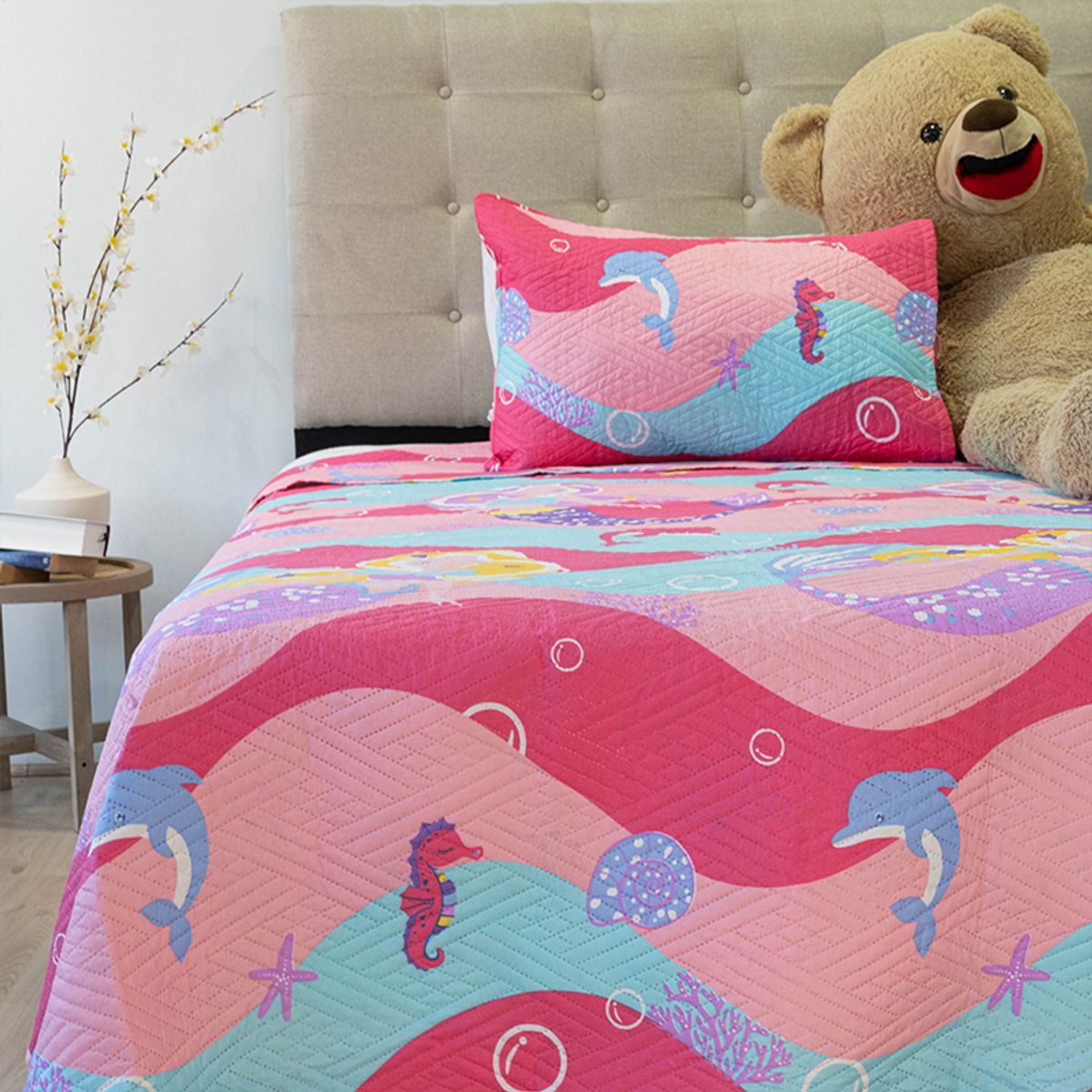 DORAL - CUBRECAMA QUILT INFANTIL SIRENAS HOTPRESS KIDS DORAL 1.5 PLAZA