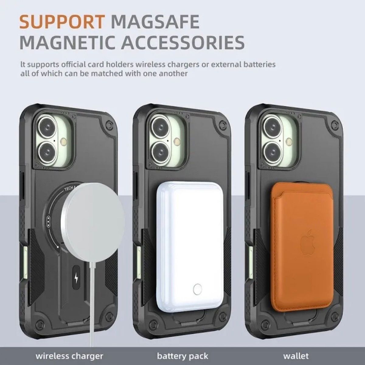 GENERICO - Carcasa Con Magsafe/soporte Para iPhone 17 Normal - Negro