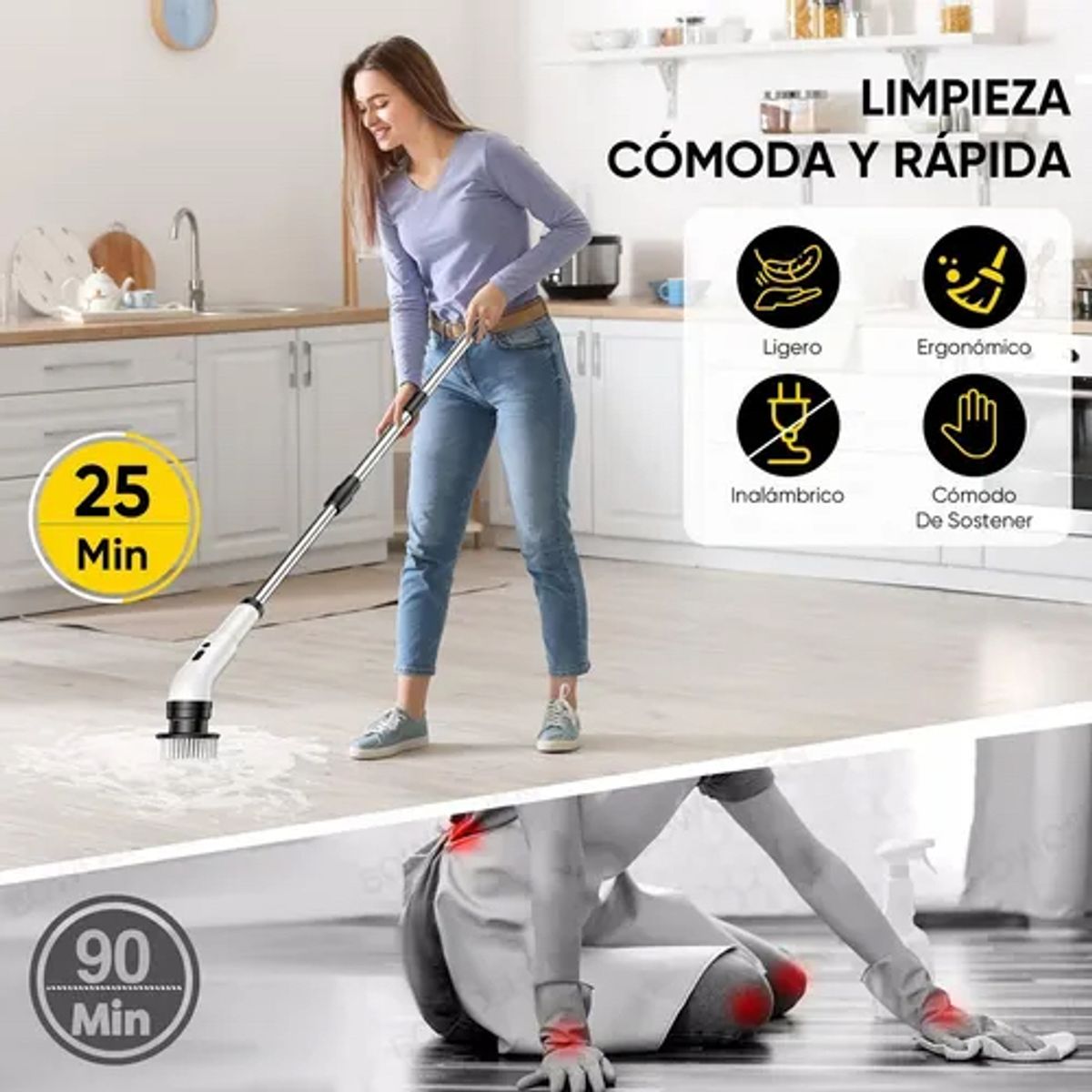 MOVI - CEPILLO DE LIMPIEZA INALÁMBRICO 9 EN 1-LIMPIEZA PROFUNDA