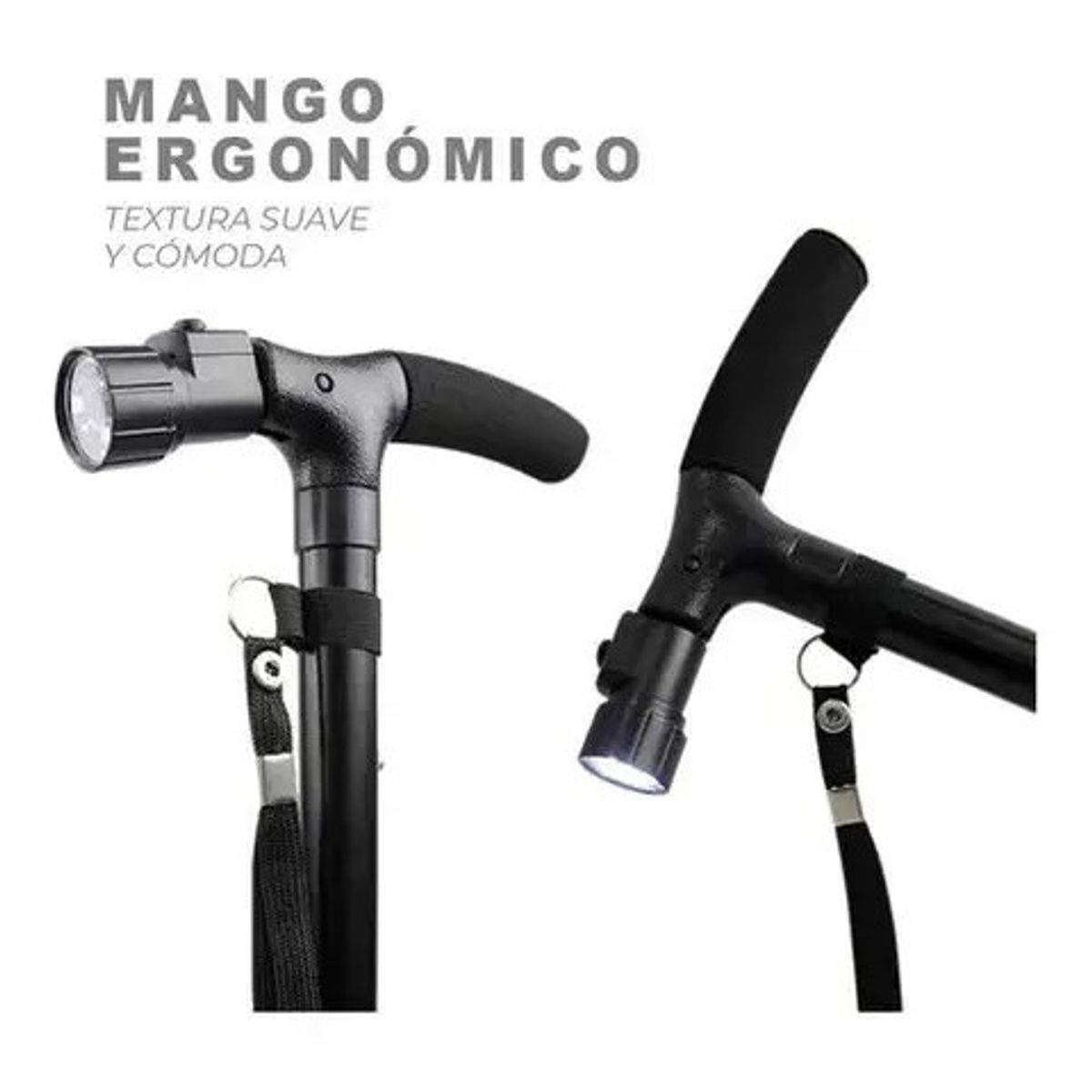 MOVI - Bastón Ortopédico Plegable Con Luz Led -Movilidad Segura y Confortablemovi