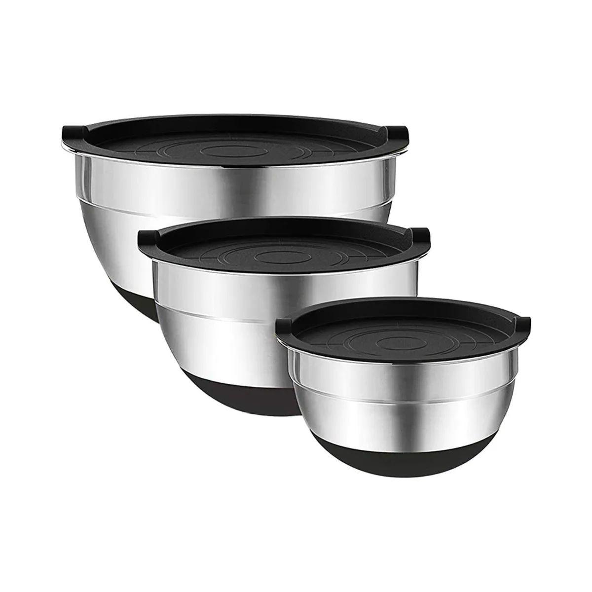 UMEXUS - Set 3 Bowls con Tapa Acero Inoxidable Antideslizante