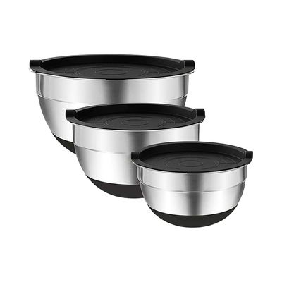 Umexus Set 3 Bowls Con Tapa Acero Inoxidable Antideslizante