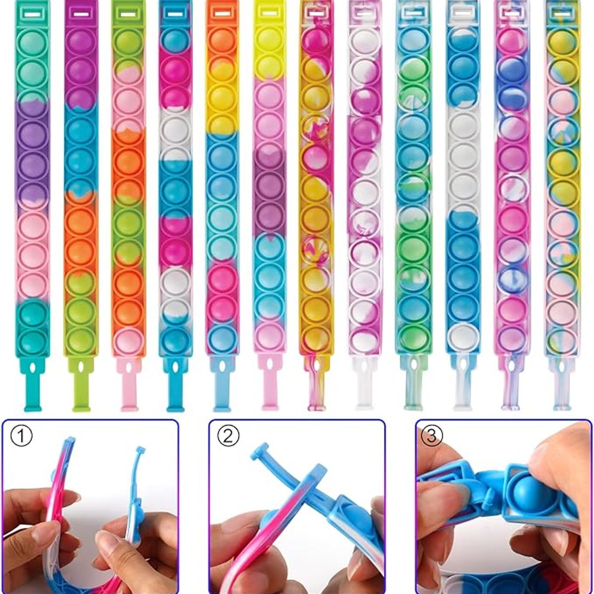 KINDA NICE - Juego Push Bubble Toy Pulsera Antiestrés 50 Piezas