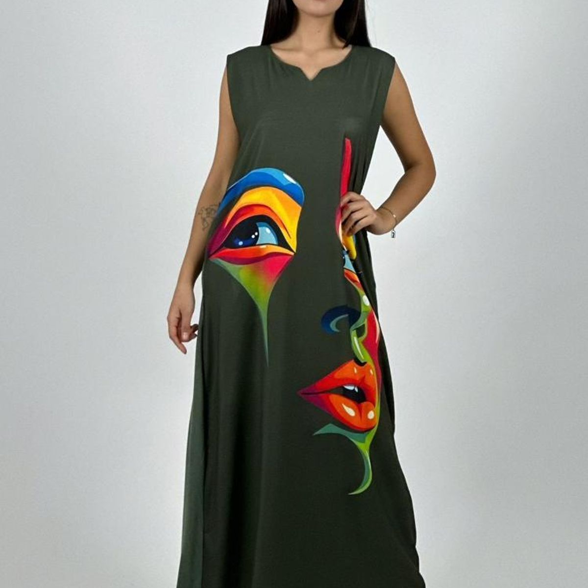 ENIGMATICA BOUTIQUE - Vestido Sublimado Rostro Colorido