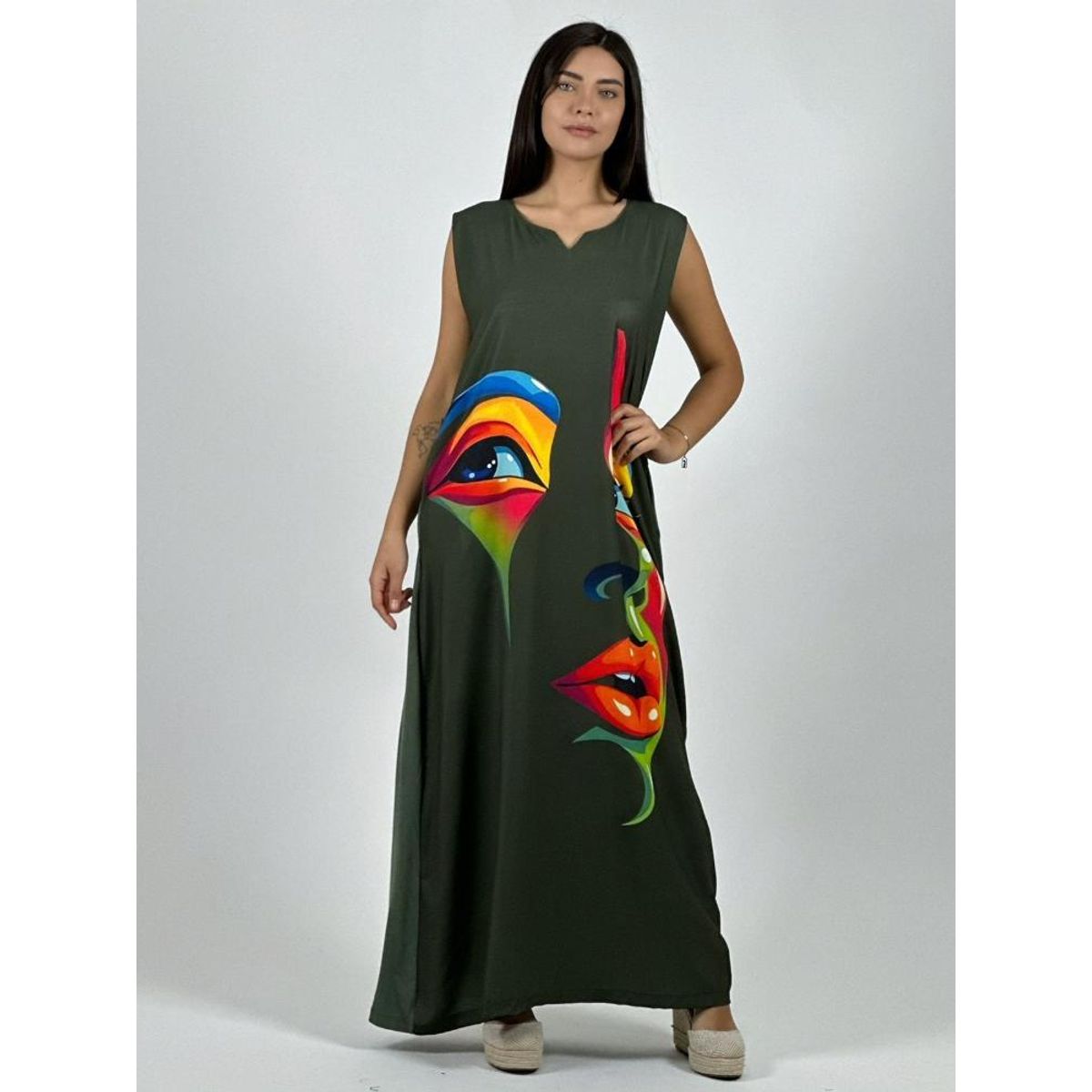 ENIGMATICA BOUTIQUE - Vestido Sublimado Rostro Colorido