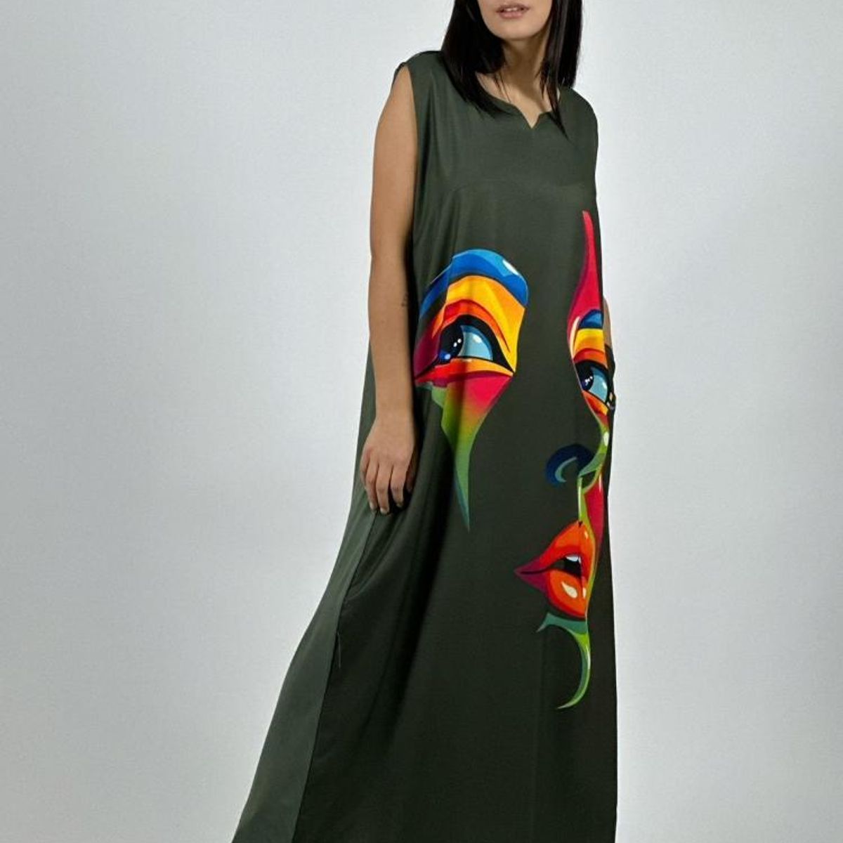 ENIGMATICA BOUTIQUE - Vestido Sublimado Rostro Colorido