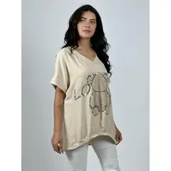 ENIGMATICA BOUTIQUE - Polera Crepé Oso Brederi con Brillos