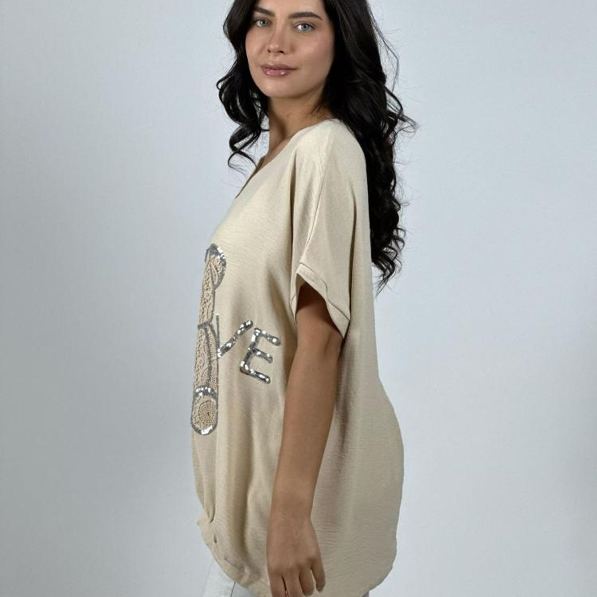 ENIGMATICA BOUTIQUE - Polera Crepé Oso Brederi con Brillos