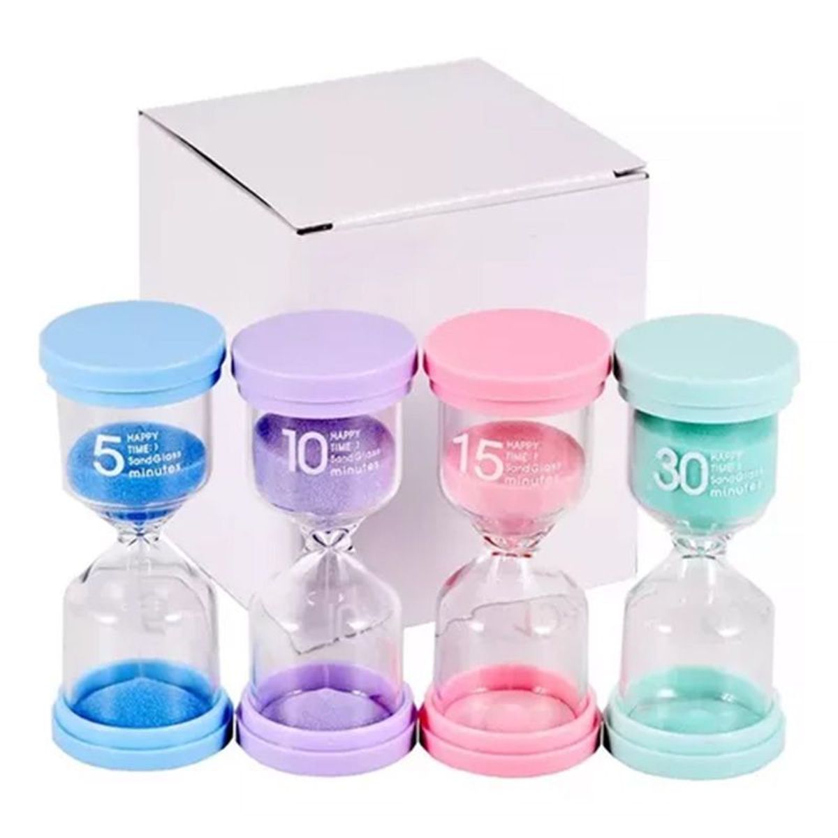 KINDA NICE - Set 4 Relojes De Arena Juegos Tiempos 5/10/15/30 Mins Vidrio