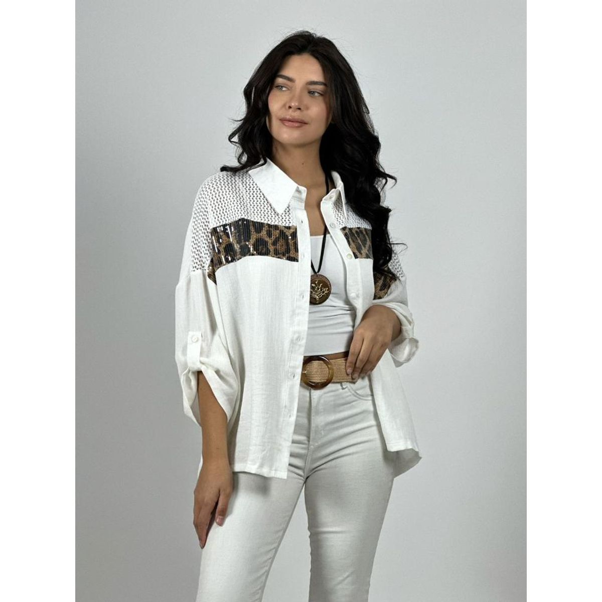 ENIGMATICA BOUTIQUE - Blusa Lino Franja Print