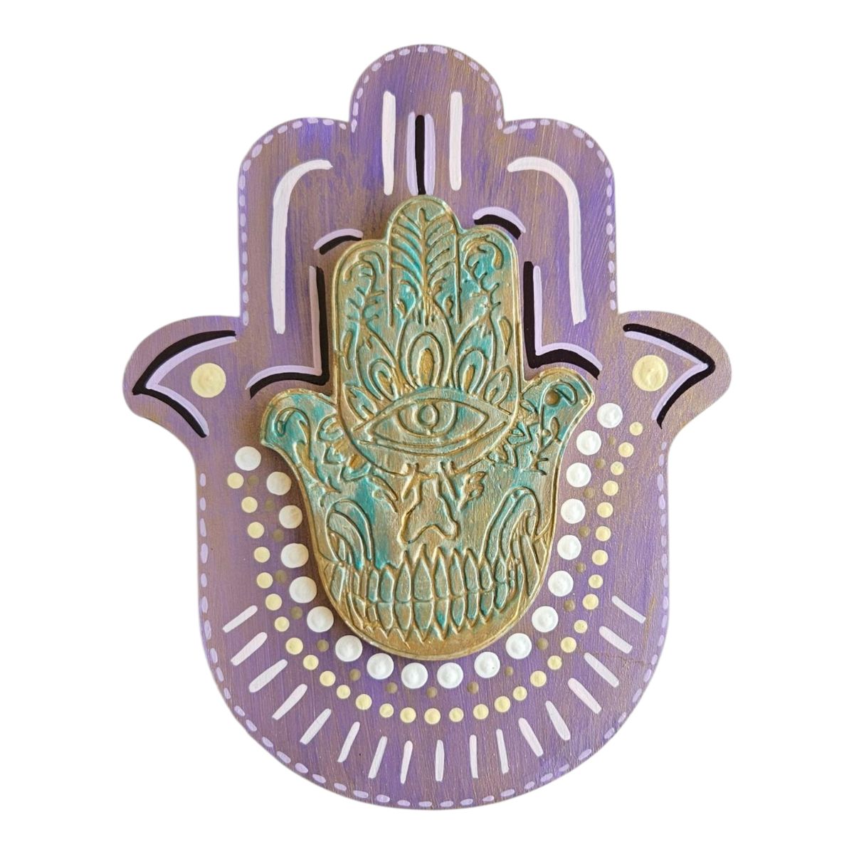 CREA TALLER - Hamsa mano de Fátima decorativa morado