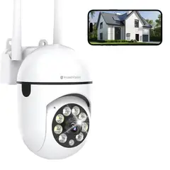 VIDITA - Cámara de Seguridad 360° Exterior WiFi 2mp 1080P Visión Nocturna 9Luces