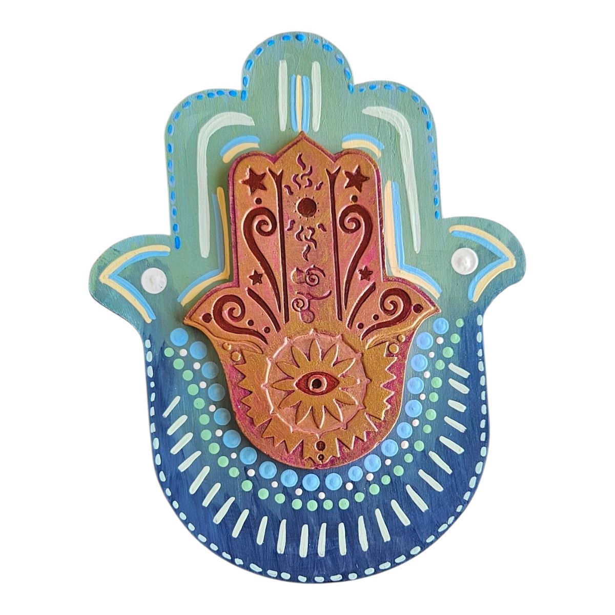 CREA TALLER - Hamsa mano de Fátima decorativa azul
