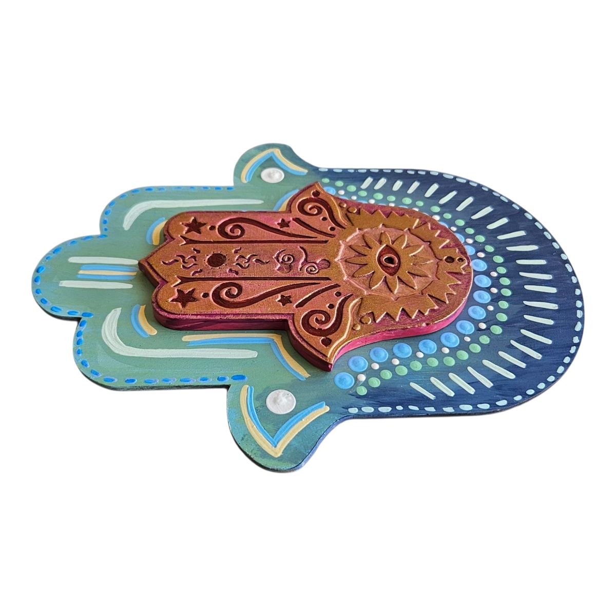CREA TALLER - Hamsa mano de Fátima decorativa azul