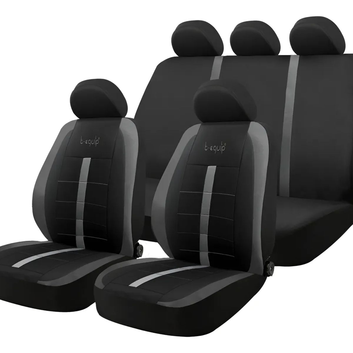 GENERICO - FUNDAS DE ASIENTO UNIVERSAL POLIESTER TELA NEGROGRIS SET DE 11PIEZAS B-EQUIP BEQ-1432