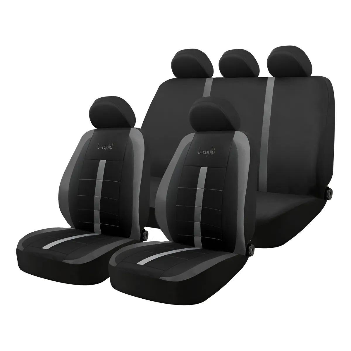 GENERICO - FUNDAS DE ASIENTO UNIVERSAL POLIESTER TELA NEGROGRIS SET DE 11PIEZAS B-EQUIP BEQ-1432