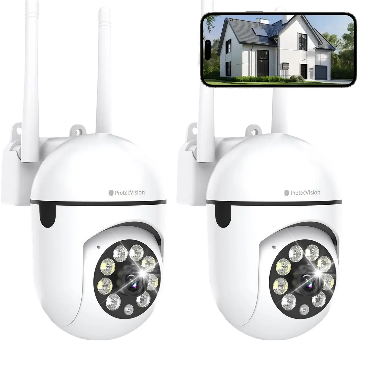 VIDITA - Pack 2 Cámaras seguridad WiFi 1080P exterior antisalpicaduras