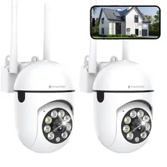 VIDITA - Pack 2 Cámaras seguridad WiFi 1080P exterior antisalpicaduras