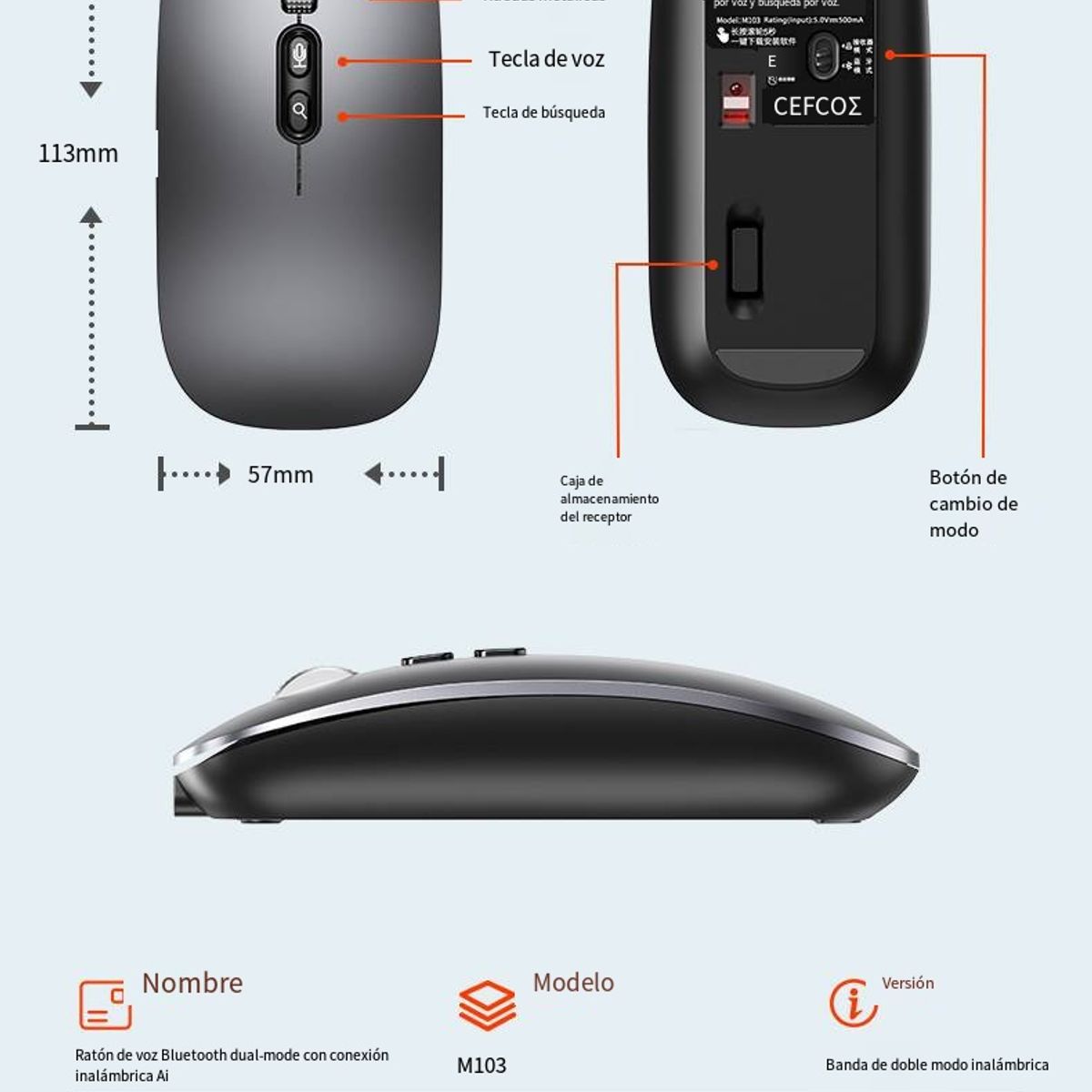 ATURE - Mouse Inalambrico Bluetoo Para Mac iPad Windows Recargable