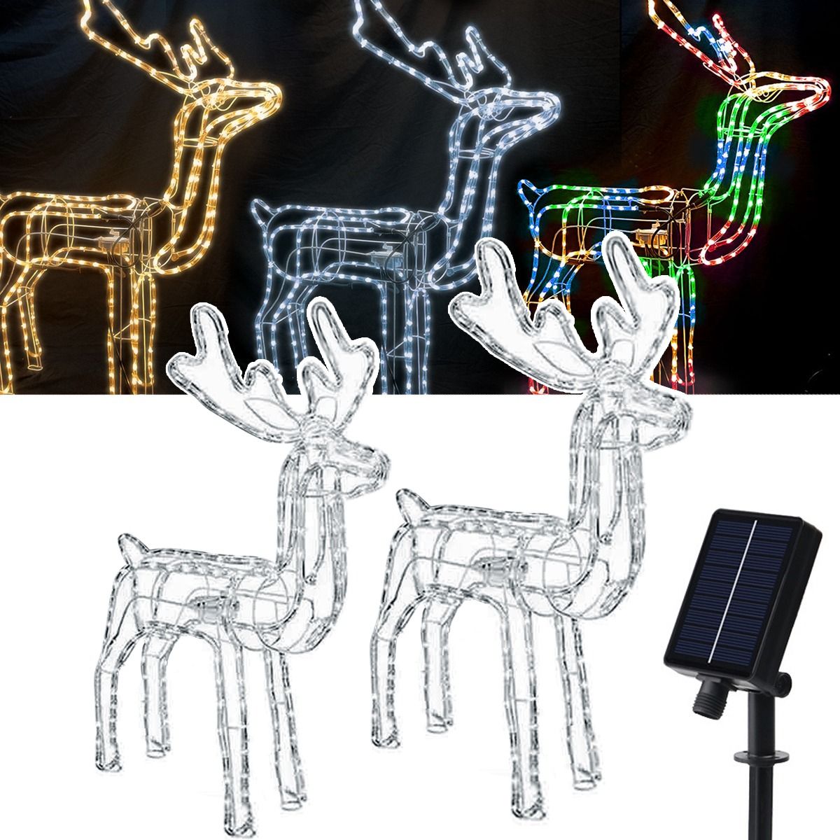SUPERCENTER - Reno Navideño Luces Led Solar 120cm Decorativo Navidad Blanco