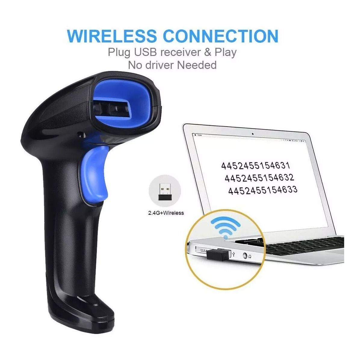 ATURE - Scanner Lector De Códigos De Barra Con Soporte  Inalámbrico