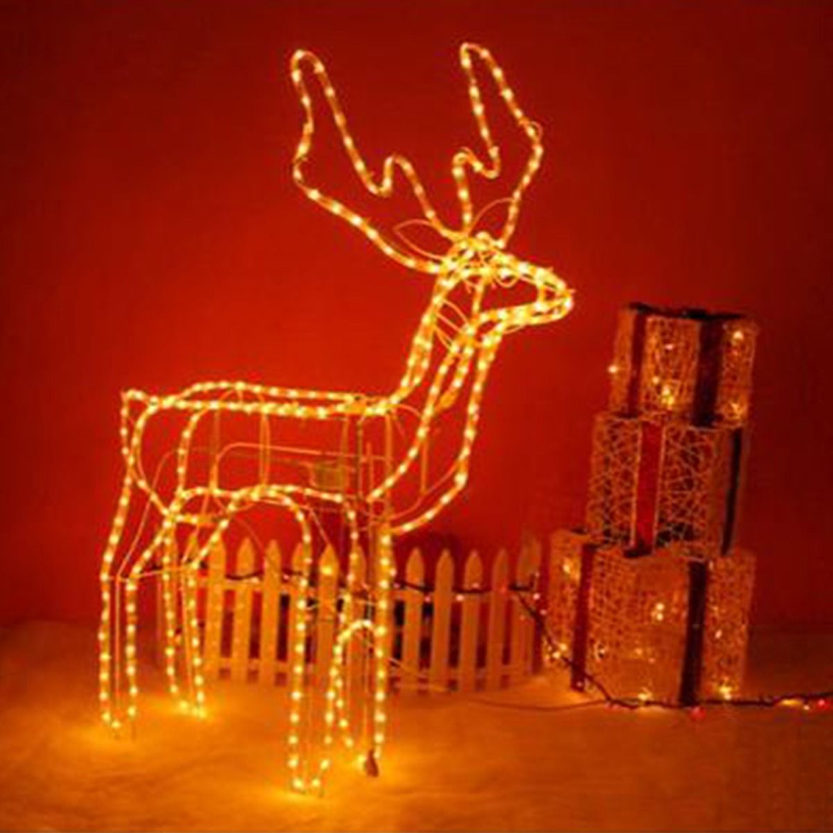 SUPERCENTER - Reno Navideño Luces Led Solar 120cm Decorativo Navidad Amarillo