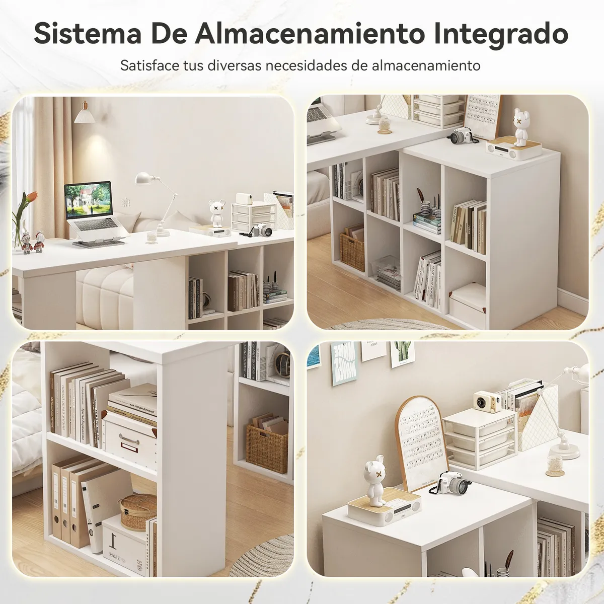 VIDITA - Escritorio Esquinero En L Modular 100 cm Oficina - 100×50×75 cm + 100×38×72 cm
