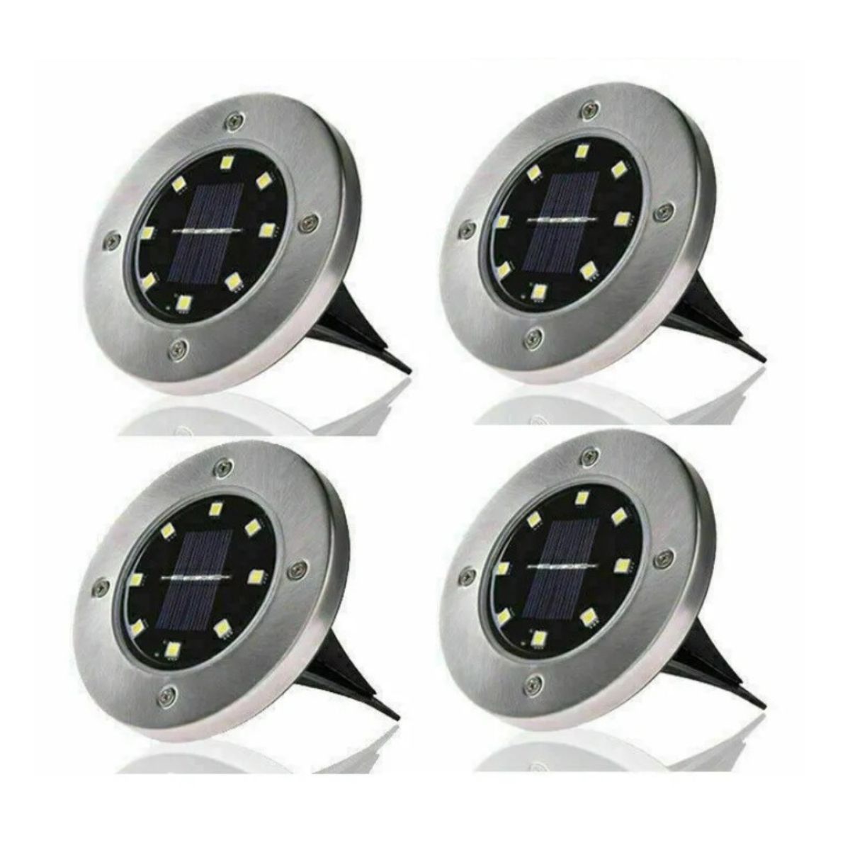 GENERICO - Pack X4 Luz Solar 8 Led Con Estaca Exterior Tierra Jardin