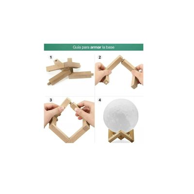 Imagen 2 del producto Lampara De Mesa Luna Relieve 3d Luz De Noche Para Dormitorio