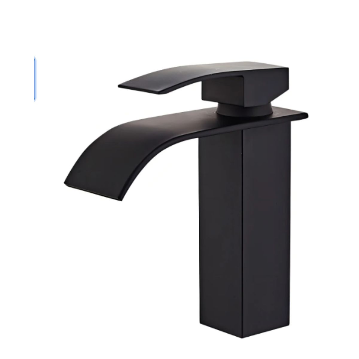 GENERICO - Llave Monomando Alto de Lavamanos  Cascada Diseño Rectangular  Acabado Negro Mate