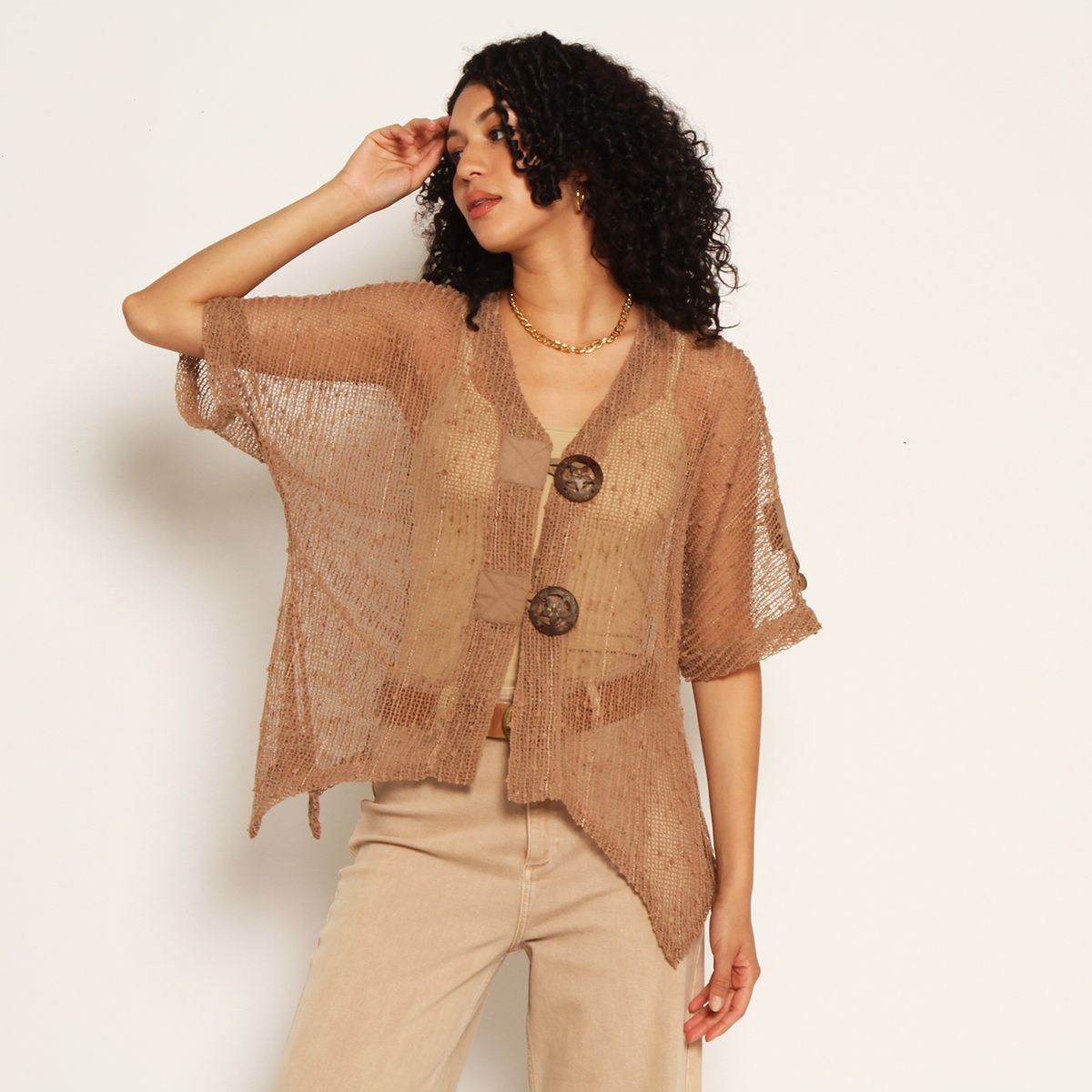 WADOS - CHALECO MANGA CORTA TEJIDO ESCOTE V CON BOTONES