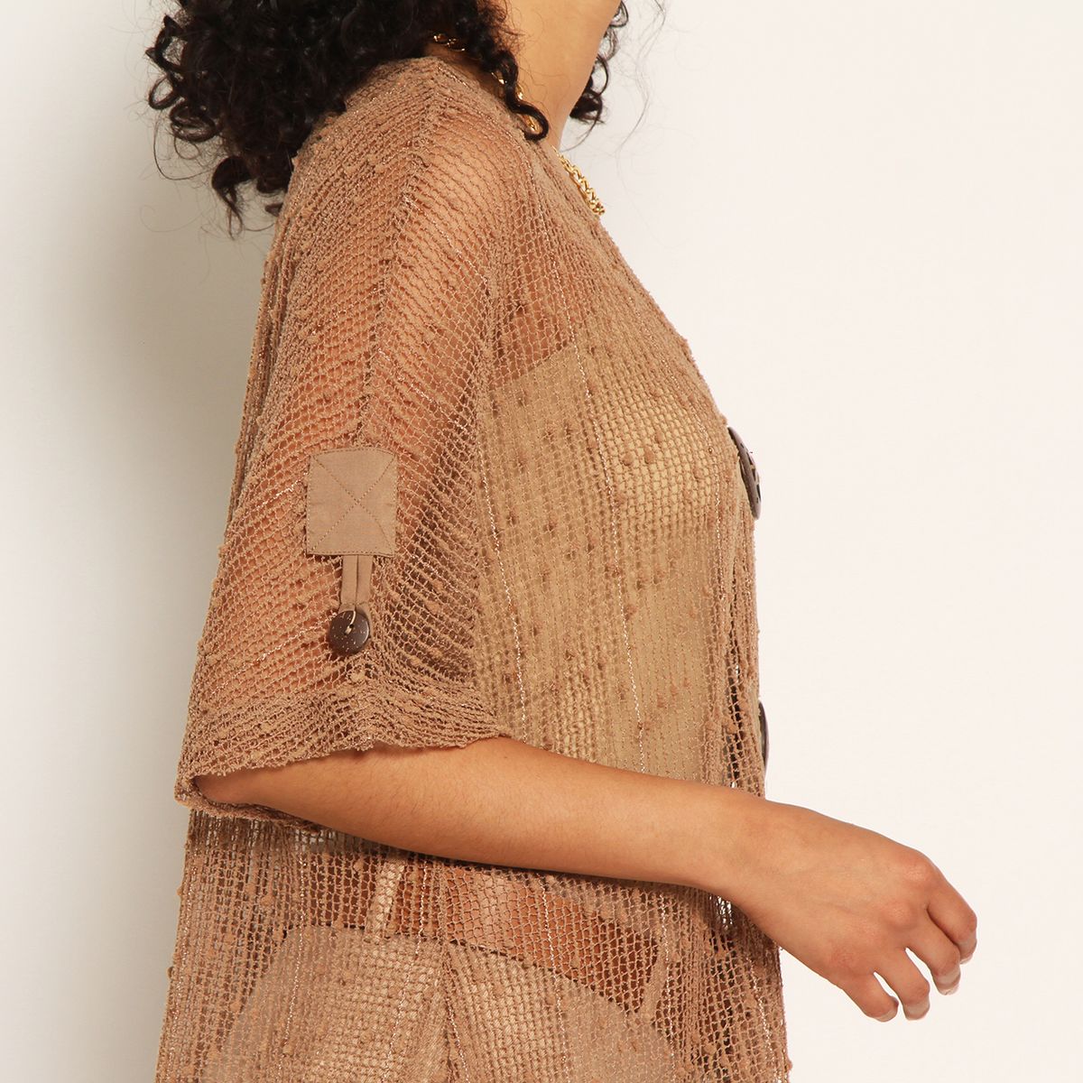 WADOS - CHALECO MANGA CORTA TEJIDO ESCOTE V CON BOTONES