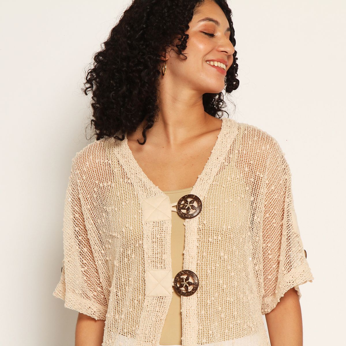 WADOS - CHALECO MANGA CORTA TEJIDO ESCOTE V CON BOTONES